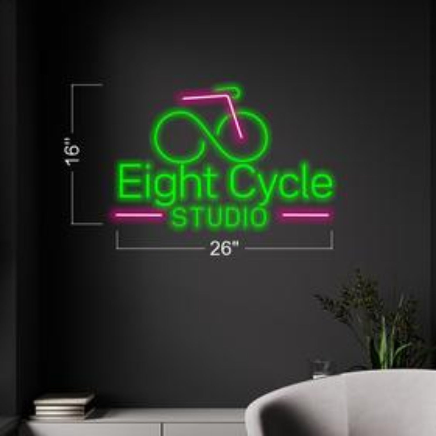 Eight Cycle Studio Green-Pink Bike-Infinity Led Neon Sign For Gym | Shineneon
