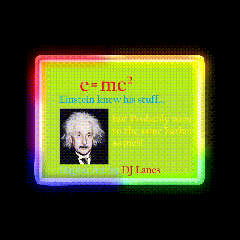 Einstein Probably Went To The Same Barber As Me Barber Shop Led Neon Sign - LED neon sign close-up detail