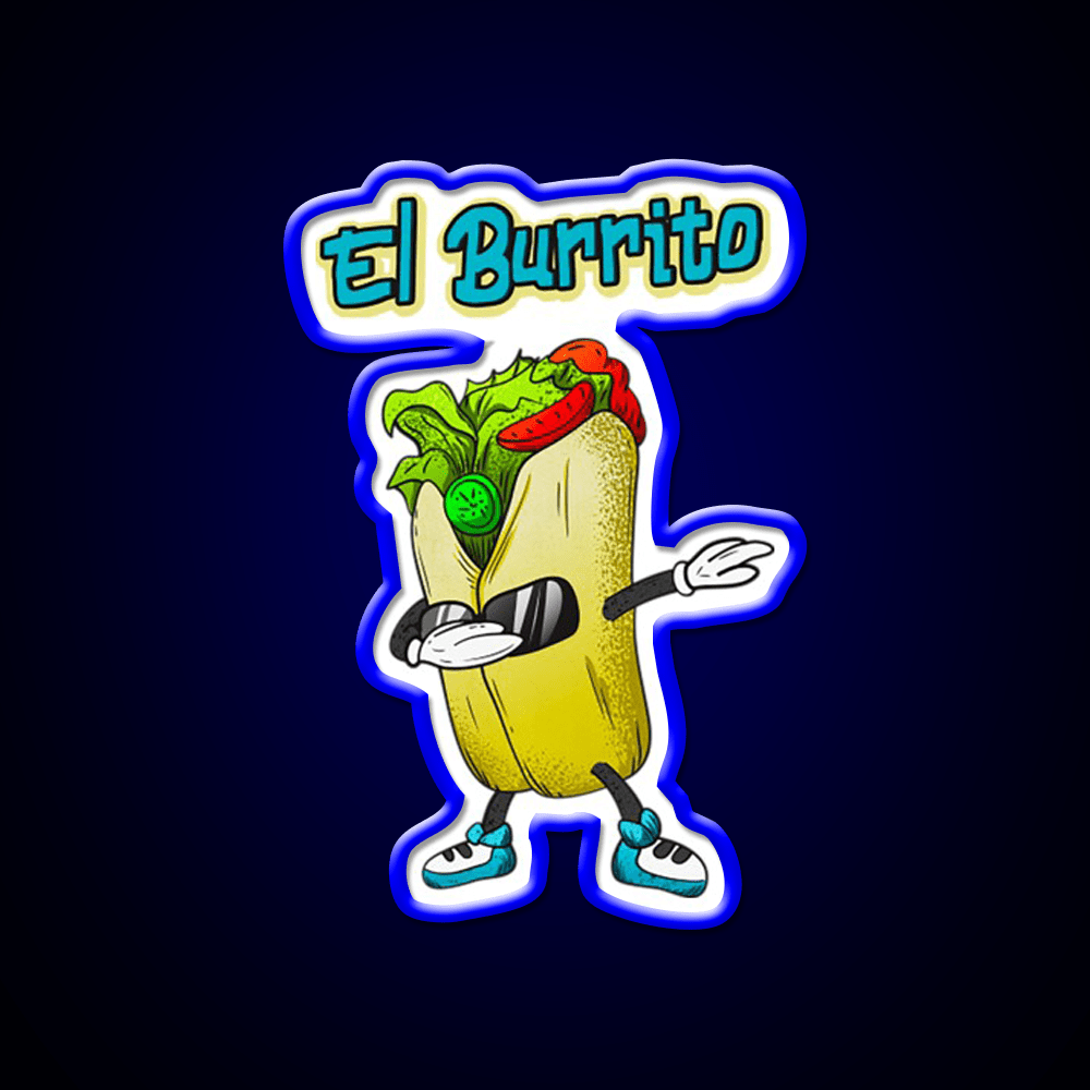 El Burrito Dabbing Funny Mexican Food Taco Led Neon Sign Rgb Color - Shineneon