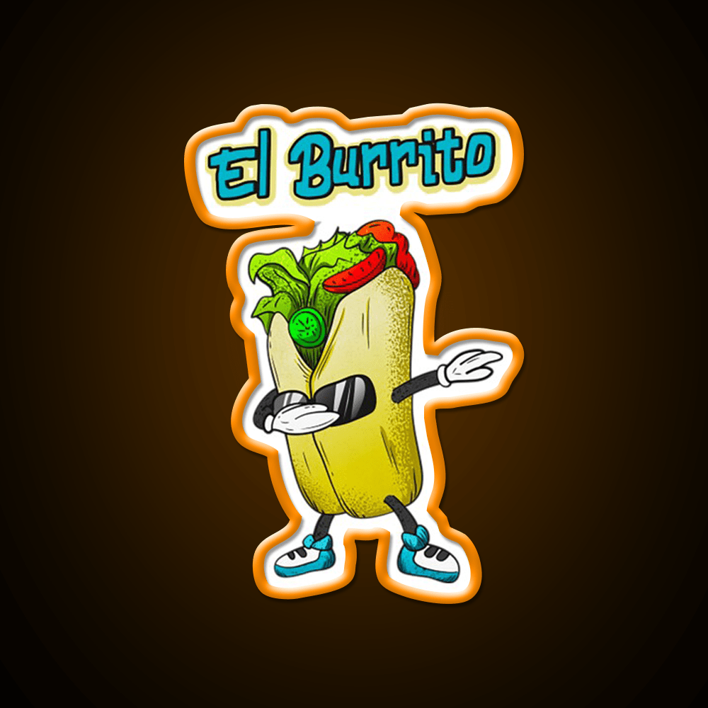 El Burrito Dabbing Funny Mexican Food Taco Led Neon Sign Rgb Color - Shineneon
