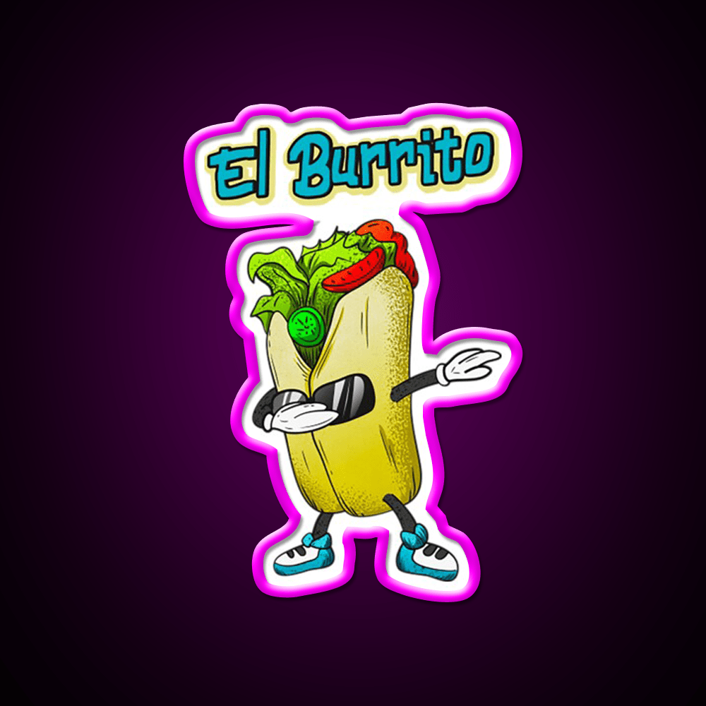 El Burrito Dabbing Funny Mexican Food Taco Led Neon Sign Rgb Color - Shineneon