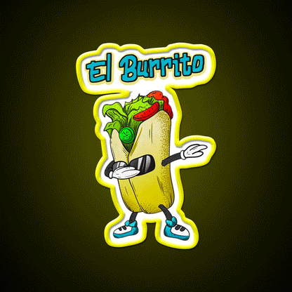 El Burrito Dabbing Funny Mexican Food Taco Led Neon Sign Rgb Color - Custom LED neon sign front view