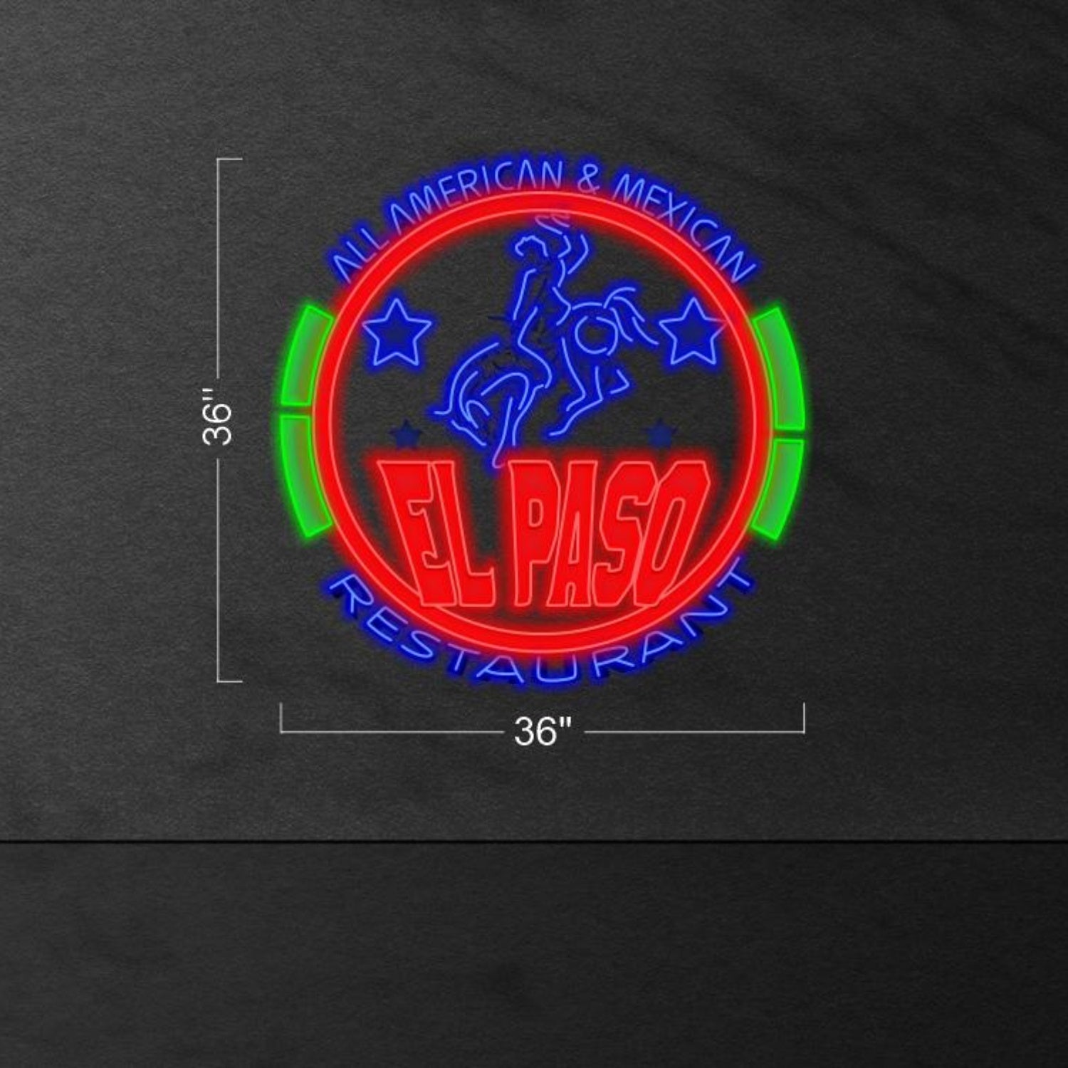 El Paso Logo Multicolor Western Horse And Text Led Neon Sign For Restaurant Decor | Shineneon