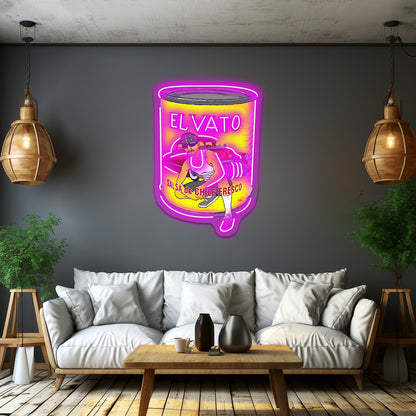 El Vato Original Artwork Custom Neon Led Sign - LED neon sign close-up detail
