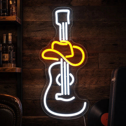 Electric Guitar And Cowboy Hat LED Neon Sign - Shineneon