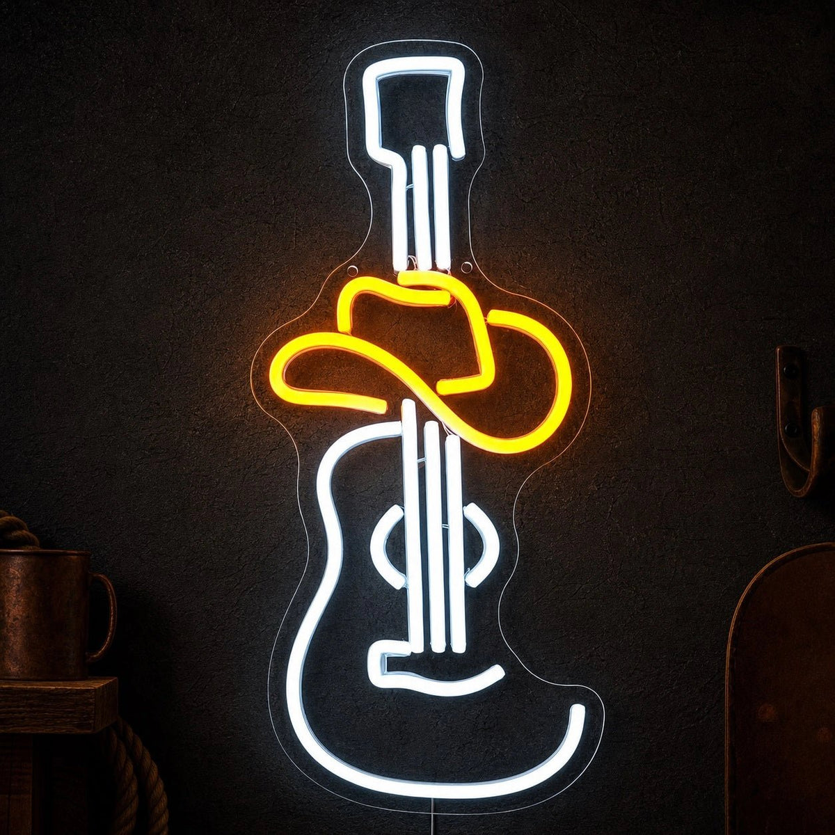 Electric Guitar And Cowboy Hat LED Neon Sign - Shineneon