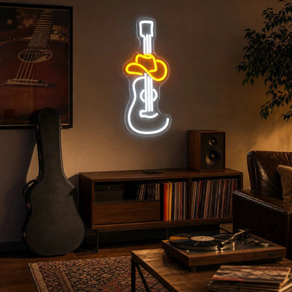 Electric Guitar And Cowboy Hat LED Neon Sign - Shineneon