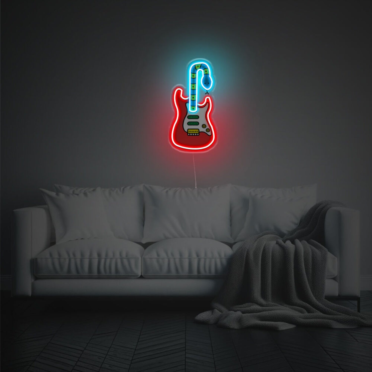 Electric Guitar With Snake Led Neon Acrylic Artwork | Shineneon