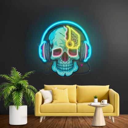 Electric Headphone Skull Led Neon Sign Light Custom Led Signs