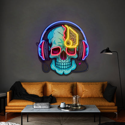 Electric Headphone Skull Led Neon Sign Light Custom Led Signs