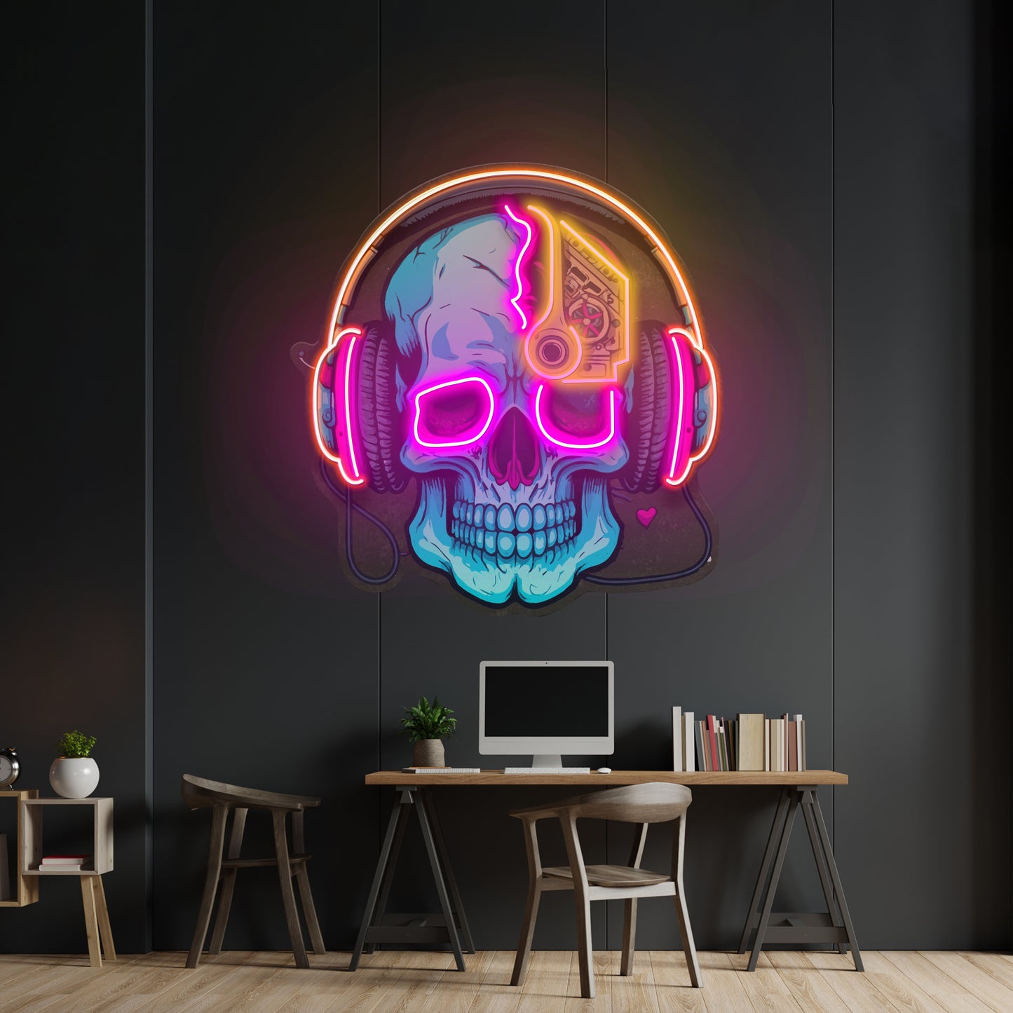 Electric Headphone Skull Led Neon Sign Light Custom Led Signs