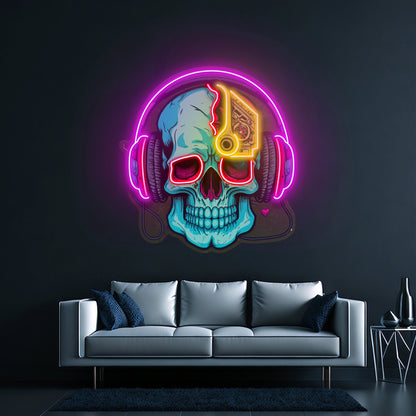 Electric Headphone Skull Led Neon Sign Light Custom Led Signs