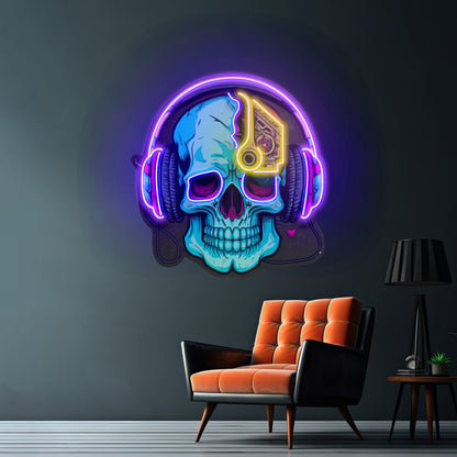 Electric Headphone Skull Led Neon Sign Light Custom Led Signs