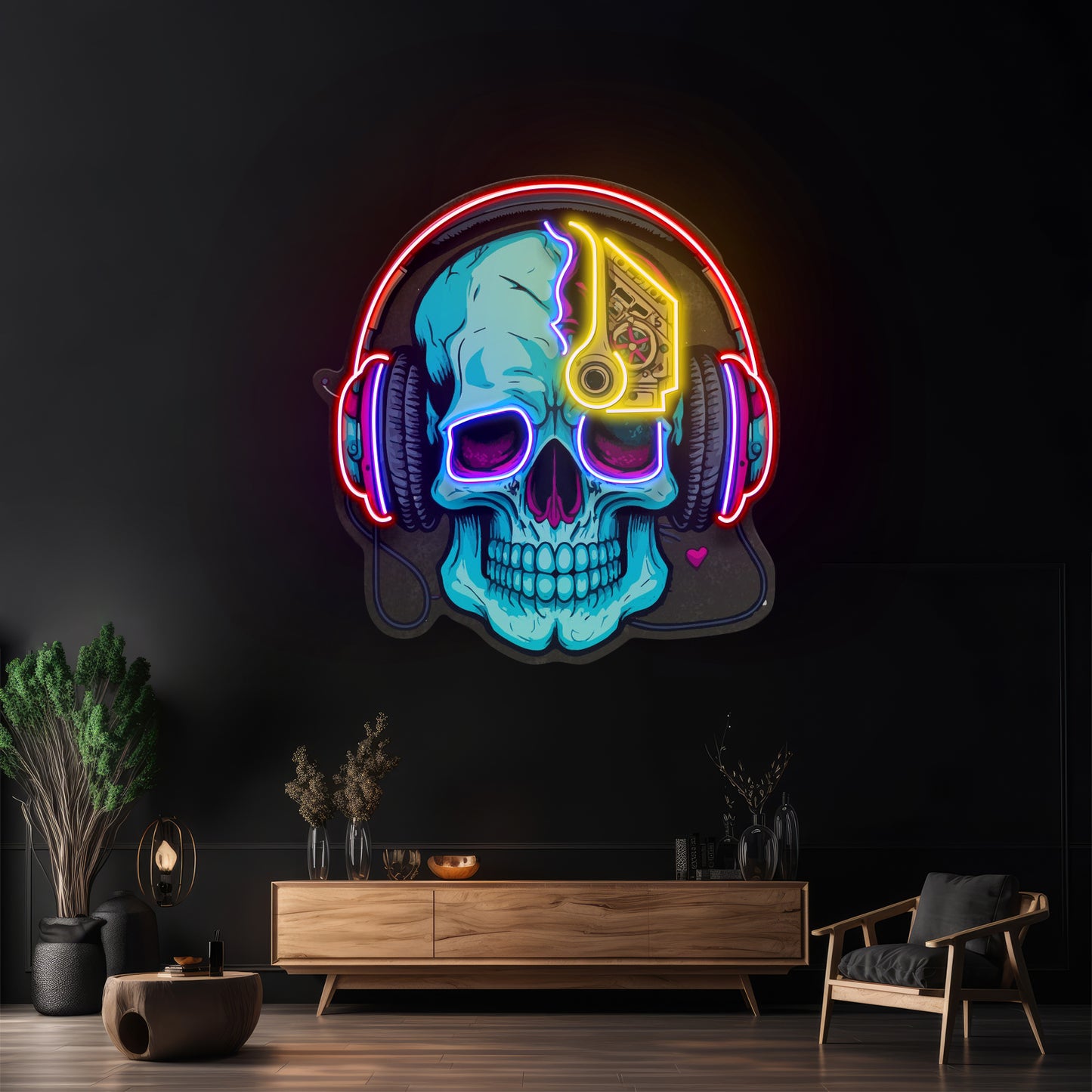 Electric Headphone Skull Led Neon Sign Light Custom Led Signs