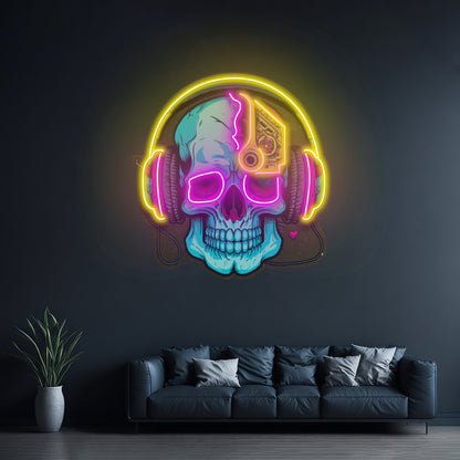 Electric Headphone Skull Led Neon Sign Light Custom Led Signs