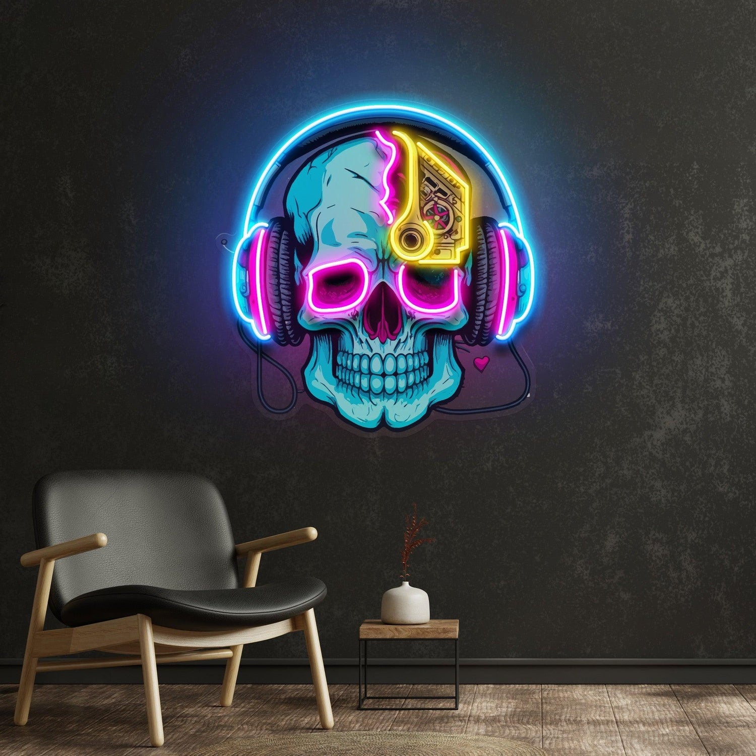 Electric Headphone Skull Multicolor Uv Printed Led Neon Sign For Gaming Room Decor | Shineneon