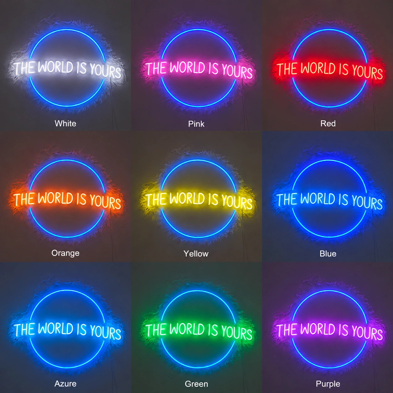 Electric World Circle Neon Sign LED Neon Sign color grid