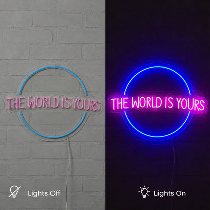 Electric World Circle Neon Sign LED Neon Sign day and night comparison