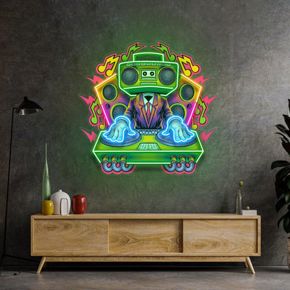 Electro Dj Radio Head Music Lightning Uv Printed Led Neon Sign For Club Studio Decor | Shineneon