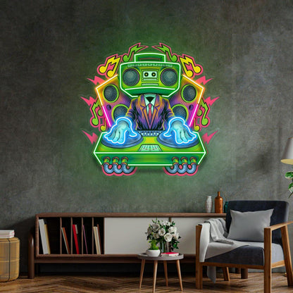 Electro Dj Radio Head Music Lightning Uv Printed Led Neon Sign For Club Studio Decor | Shineneon