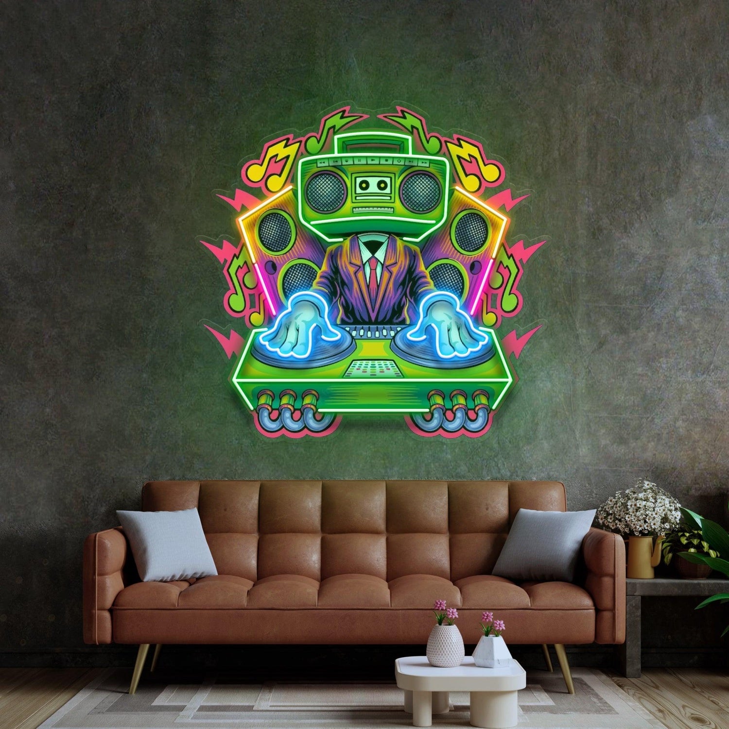 Electro Dj Radio Head Music Lightning Uv Printed Led Neon Sign For Club Studio Decor | Shineneon