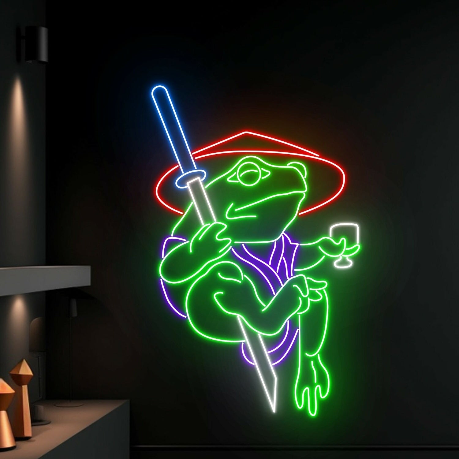 Elegance Frog Holding Sword Led Neon Sign For Home Decor - Shineneon