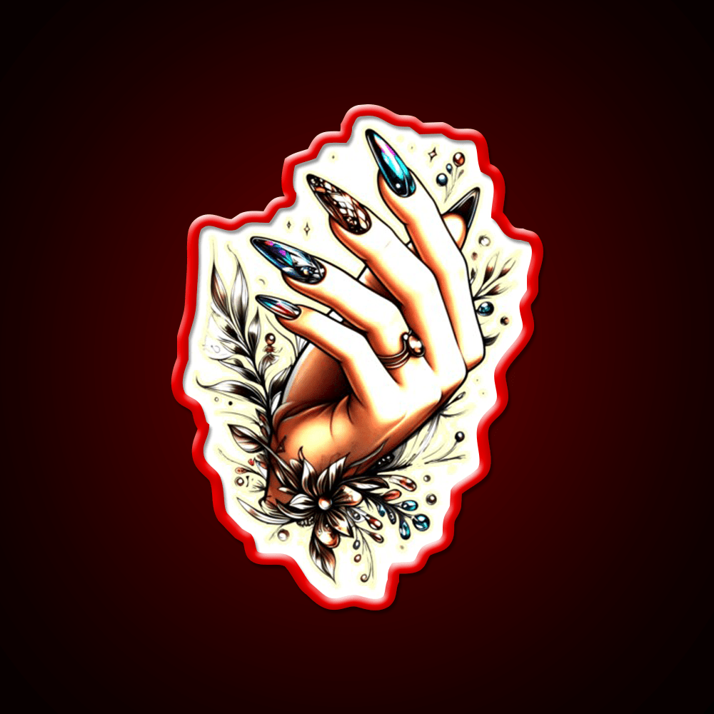Elegance In Black Brown And Orange Nail Art Nail Salon Led Neon Sign Rgb Color - Shineneon