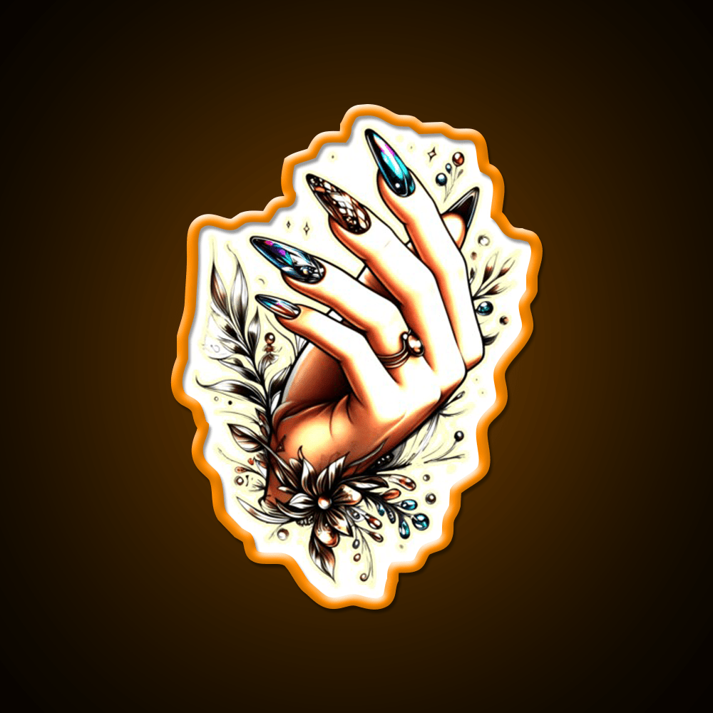 Elegance In Black Brown And Orange Nail Art Nail Salon Led Neon Sign Rgb Color - Shineneon