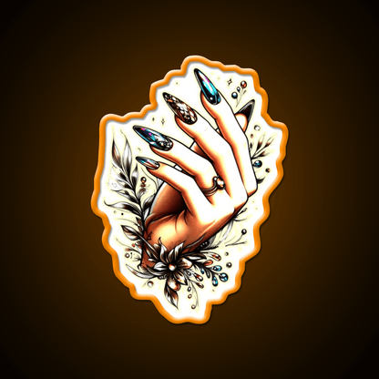 Elegance In Black Brown And Orange Nail Art Nail Salon Led Neon Sign Rgb Color - Shineneon