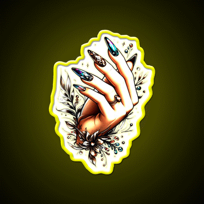 Elegance In Black Brown And Orange Nail Art Nail Salon Led Neon Sign Rgb Color - Custom LED neon sign front view