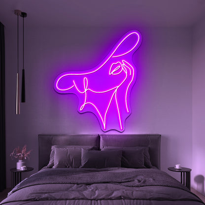 Elegant Lady Neon Sign With Hat Women Led Signs