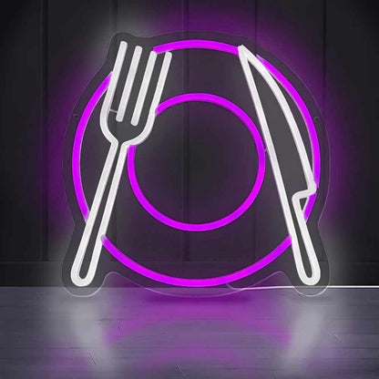 Elegant Western Restaurant Cutlery Led Neon Sign | Shineneon