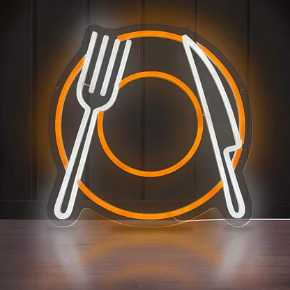 Elegant Western Restaurant Cutlery Led Neon Sign | Shineneon