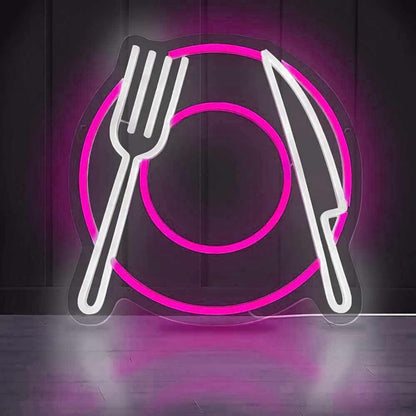 Elegant Western Restaurant Cutlery Led Neon Sign | Shineneon