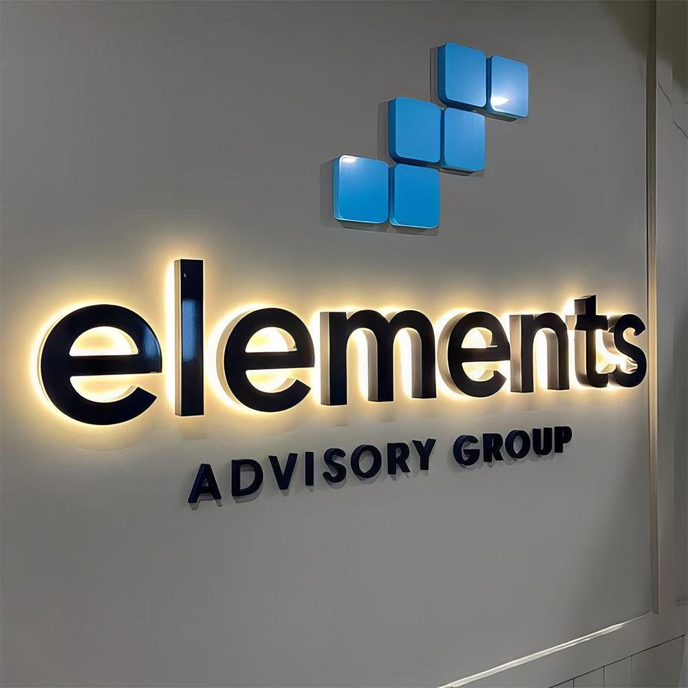 Elements Logo 3D Backlit Letters Business Metal Led Sign - Shineneon