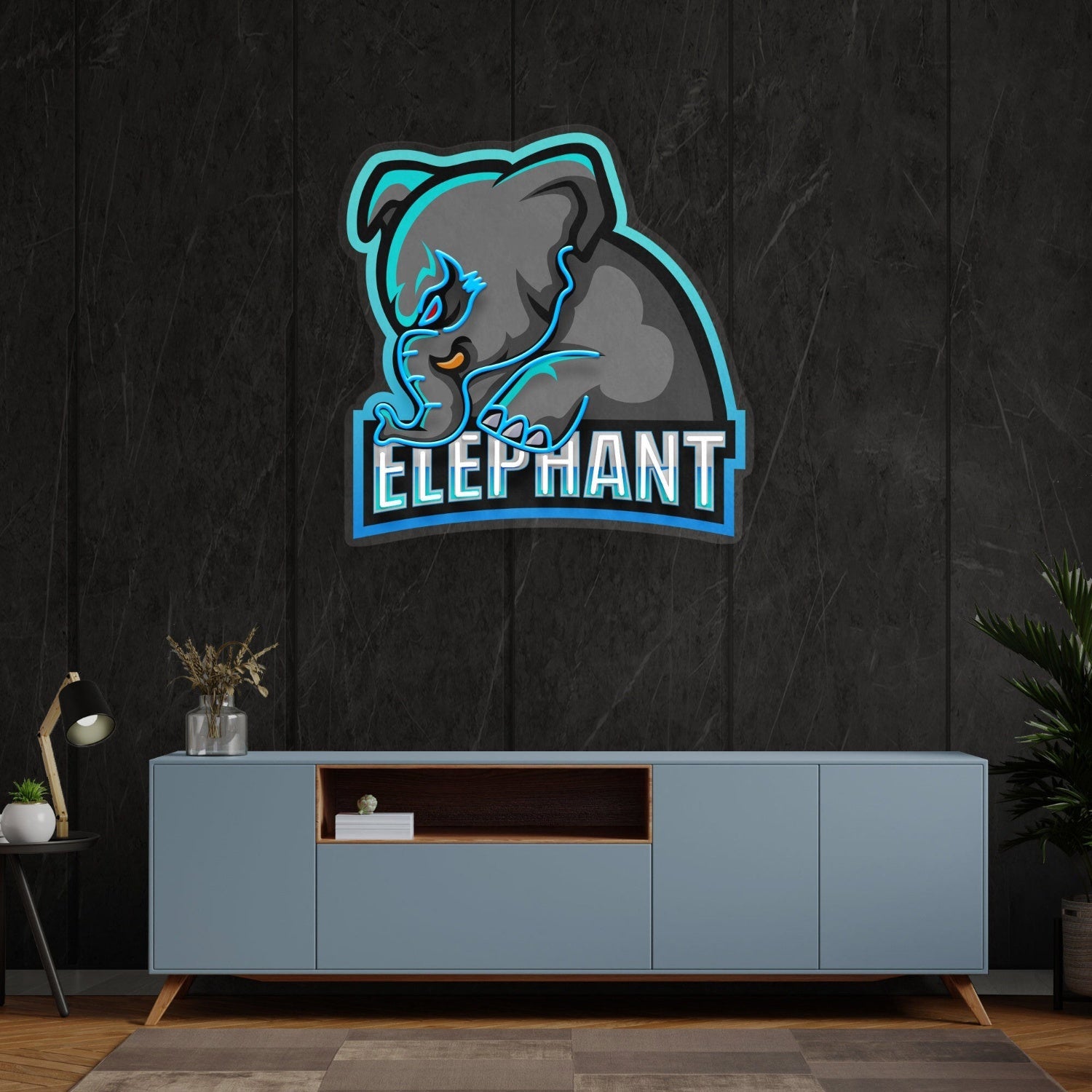 Elephant Logo Custom Led Uv Led Neon Sign Artwork - Shineneon