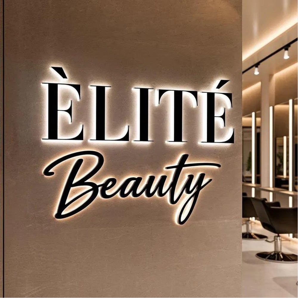 Elite Beauty Golden Logo 3D Backlit Letters Business Metal Led Sign - Shineneon