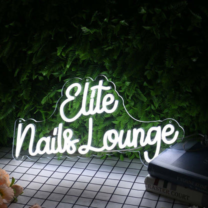Elite Nails Lounge White Led Neon Sign | Shineneon