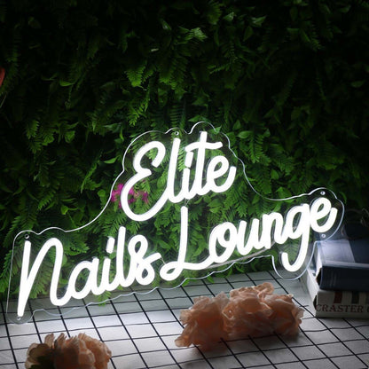 Elite Nails Lounge White Led Neon Sign | Shineneon