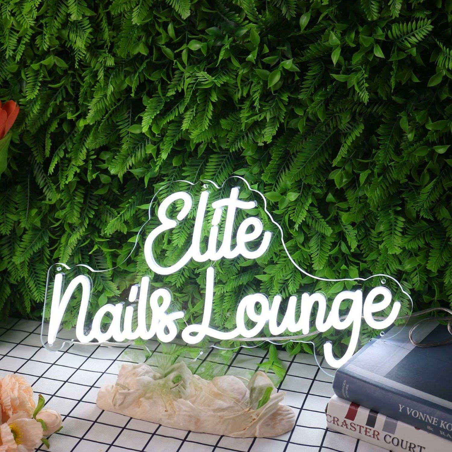 Elite Nails Lounge White Led Neon Sign | Shineneon