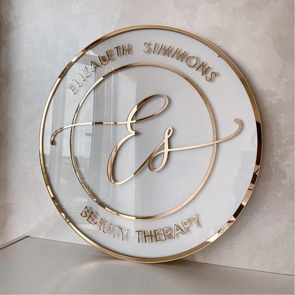Elizabeth Beauty Therapy White Panel Acrylic Business Logo Sign - Shineneon