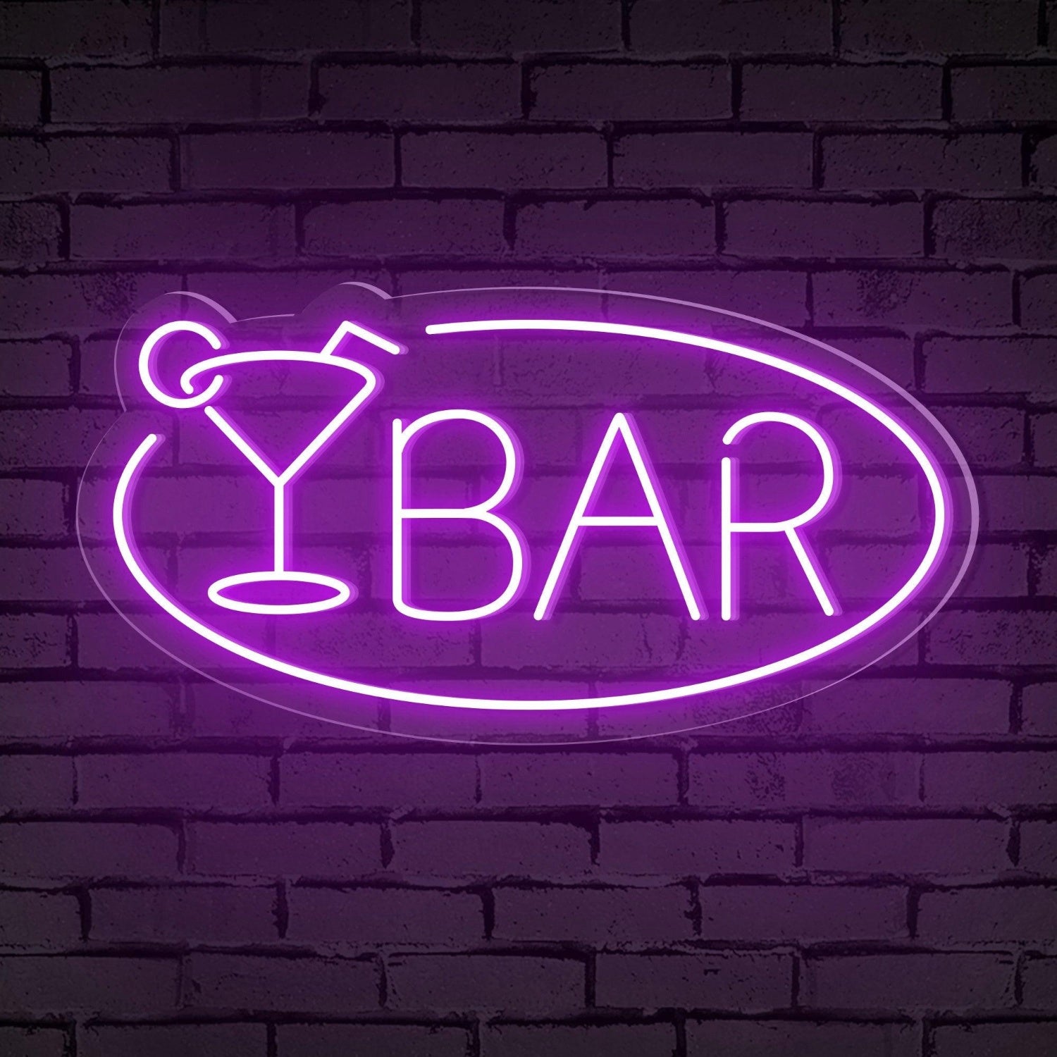 Ellipse Frame Cocktail Glass Pink Bar Led Neon Sign For Bar Decor | Shineneon