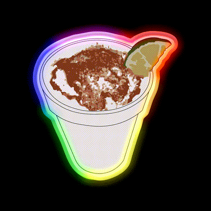 Elote En Vaso Snack Food Led Neon Sign Rgb Color - LED neon sign close-up detail