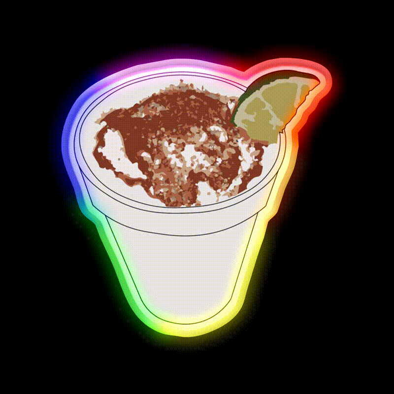 Elote En Vaso Snack Food Led Neon Sign Rgb Color - LED neon sign close-up detail