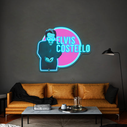 Elvis Costello Pop Artwork Custom Neon Led Sign - Size and dimension reference