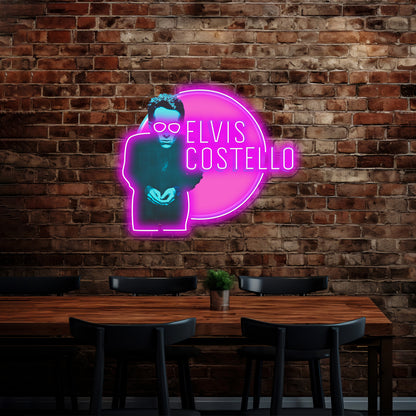 Elvis Costello Pop Artwork Custom Neon Led Sign - LED neon sign close-up detail
