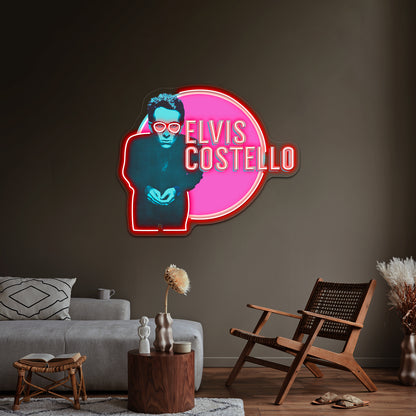 Elvis Costello Pop Artwork Custom Neon Led Sign - Custom LED neon sign front view