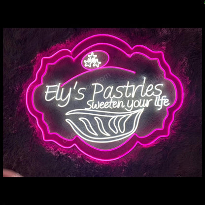 Elys Pastries Pink And White Sweeten Life Led Neon Sign For Bakery Cafe | Shineneon