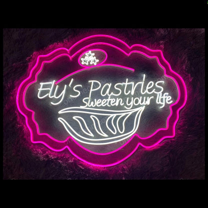 Elys Pastries Pink And White Sweeten Life Led Neon Sign For Bakery Cafe | Shineneon