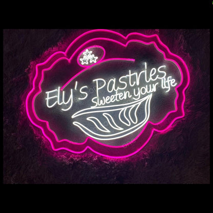 Elys Pastries Pink And White Sweeten Life Led Neon Sign For Bakery Cafe | Shineneon
